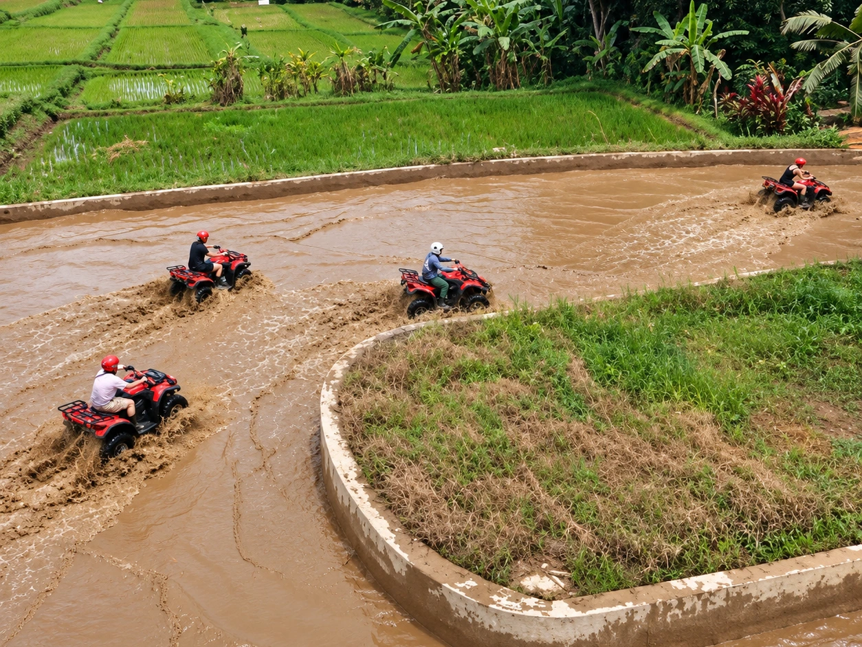 ATV ride along a muddy jungle trail in Ubud