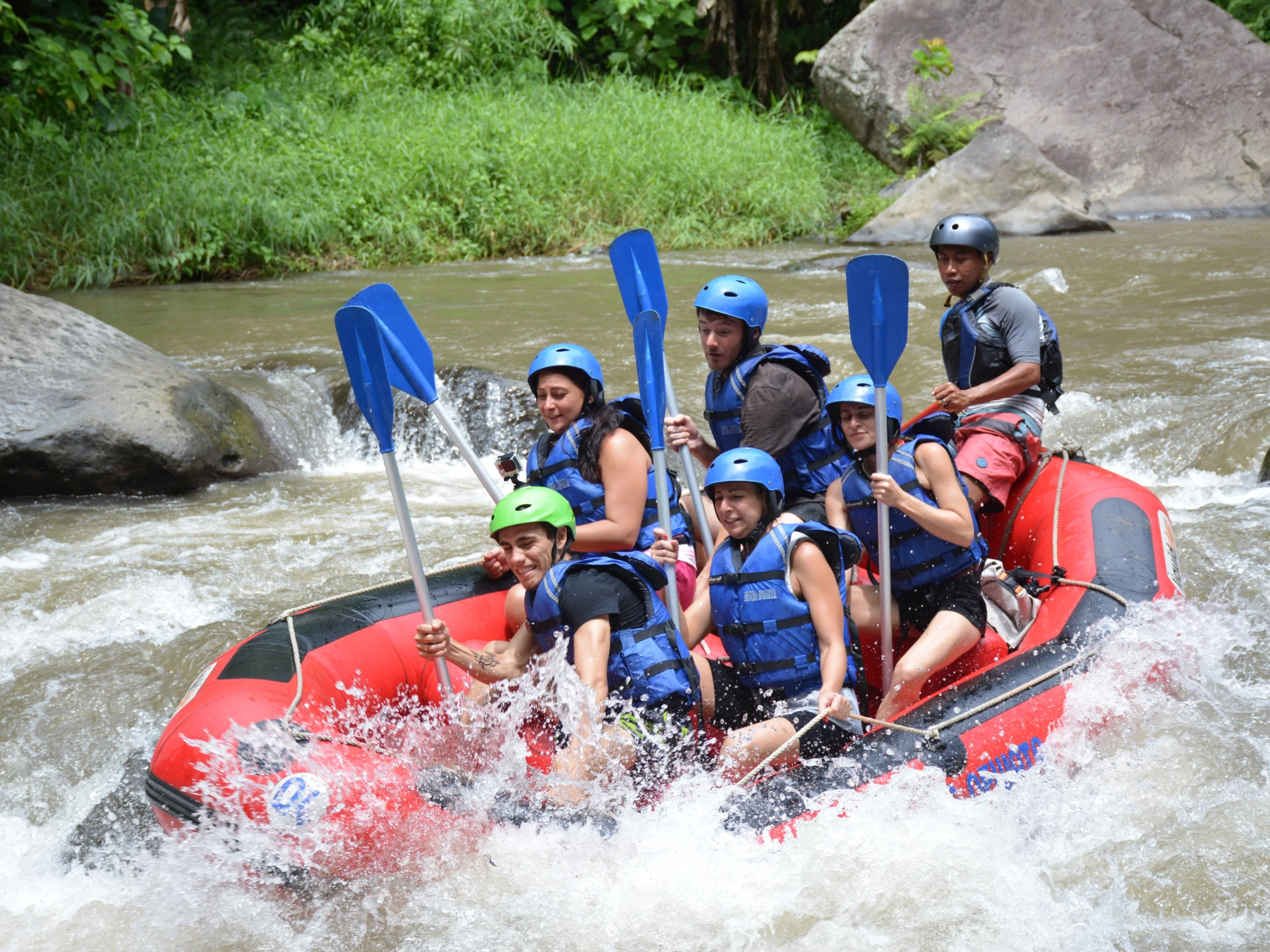 Tropical Ayung River valley during a rafting trip in Bali