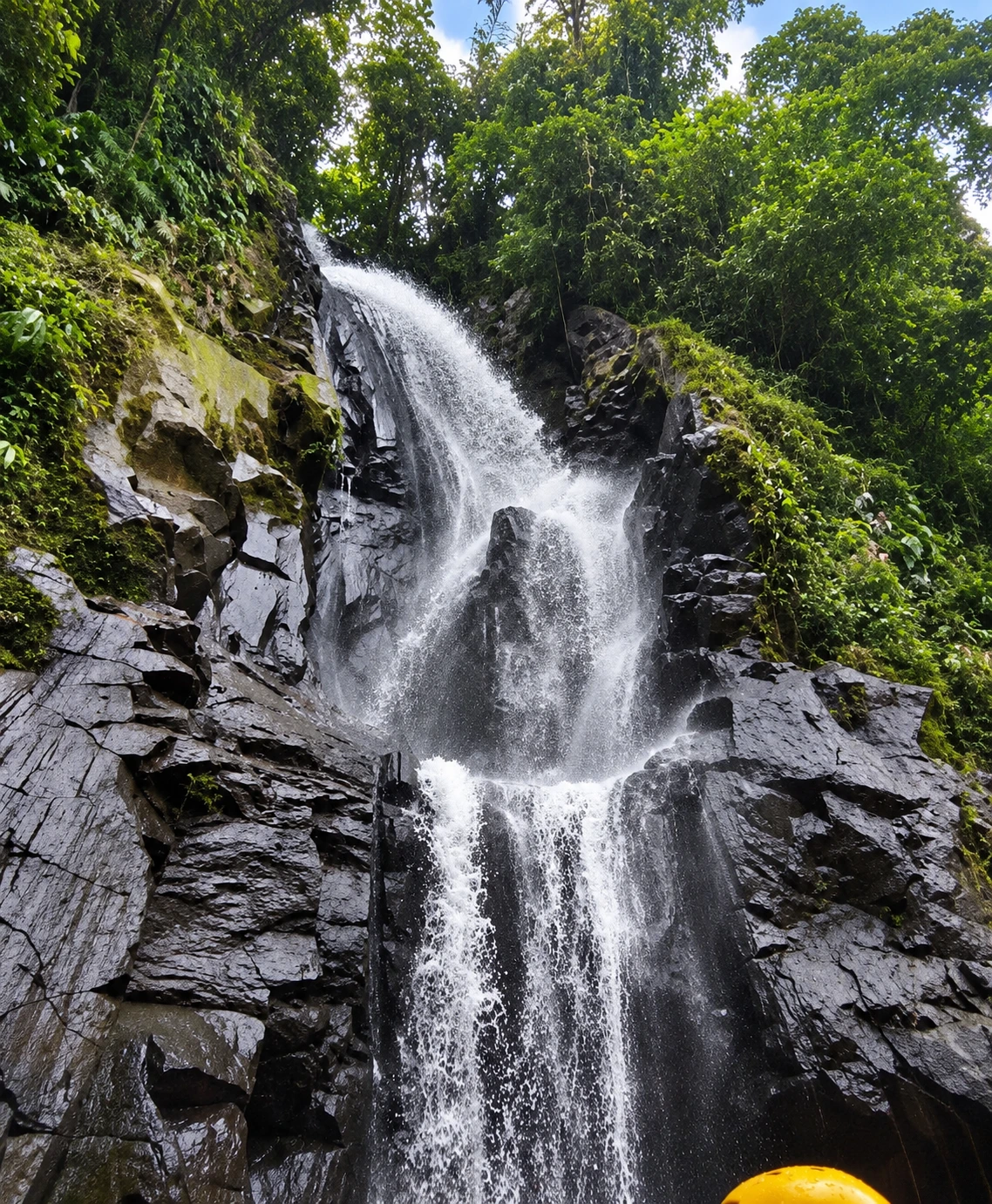 Waterfall beside the Ayung River rafting route near Ubud