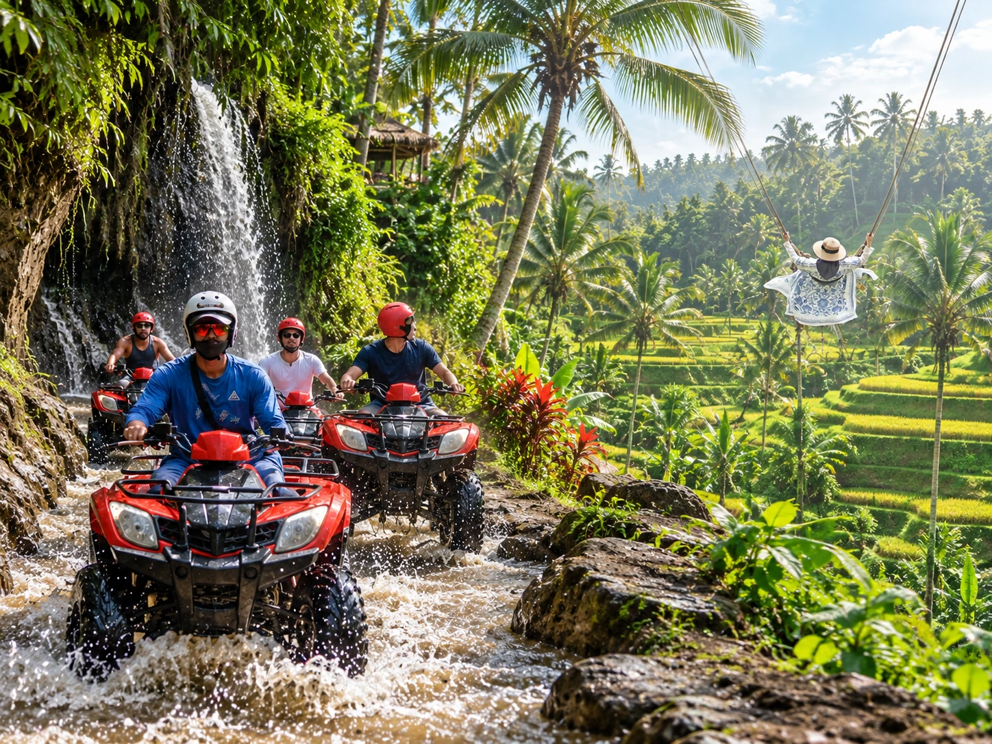 ATV adventure combined with a scenic swing overlooking the rice terraces in Ubud